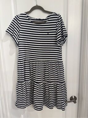 Striped Navy and White Women’s Dress - Classic Tiered Tee Dress